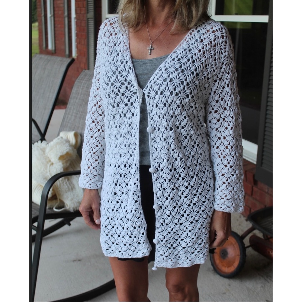 Vintage St. John’s Bay Crochet Button-Front Cardigan